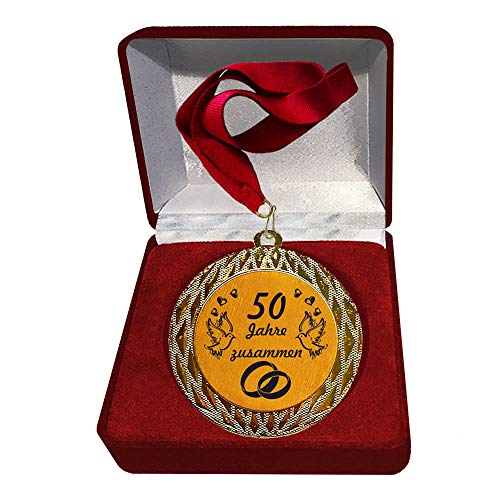 Larius Group Ehrenorden 50 Jahre zusammen Hochzeit Hochzeitsgeschenk Geschenk Auszeichnung Medaille Gold mit hochwertiger Schachtel von Larius Group