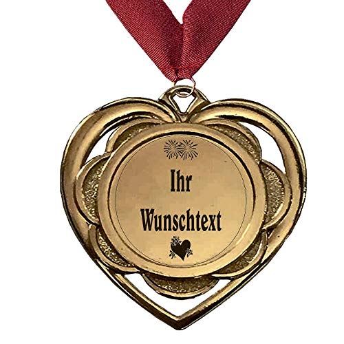 Larius Group Medaille Herzchen Ich Liebe Dich Mein Schatz BZW. Wunschtext Geburtstag Geschenk Orden aus Metall Herz inkl. Halsband (mit Wunschtext und Halsband) von Larius Group