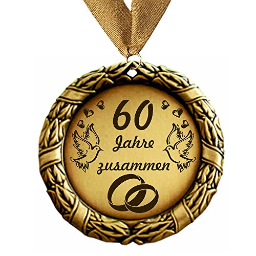 Larius Group Medaille Orden 60 Jahre zusammen Diamanthochzeit Diamantene Hochzeitzeit von Larius Group