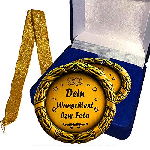Larius Medaille Orden Beste Mama/Bester Papa der Welt BZW. Wunschtext Eltern Geschenk Geburtstag Weihnachten Muttertag (Ihr Wunschtext + Schachtel) von Larius