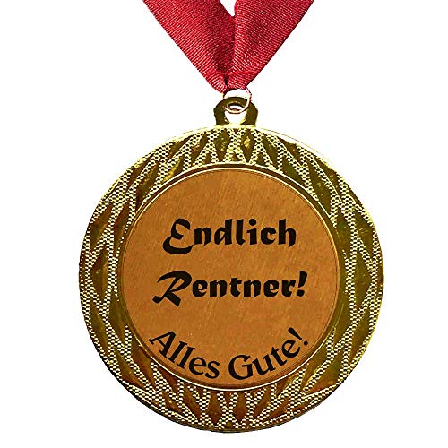 Larius Group Medaille Orden Endlich Rentner BZW. Ihr Wunschtext Geschenk für Rentner zum Renteneintritt (mit Halsband) von Larius Group