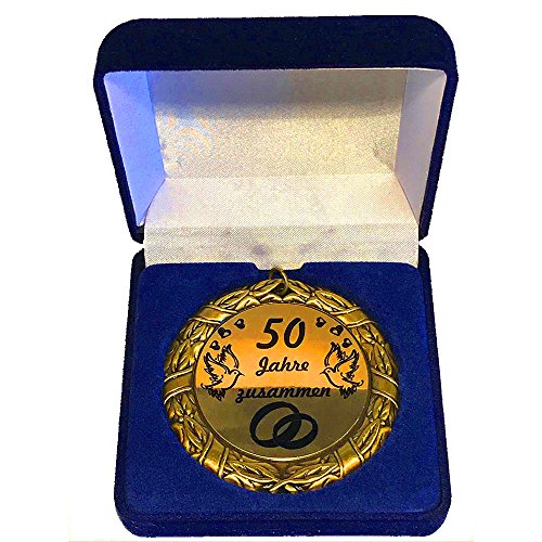 Larius Group Medaille Orden in Schachtel 50 Jahre zusammen BZW. Wunschtext Hochzeit Jubilar Namenstag Geschenk von Larius Group
