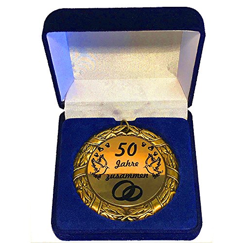 Larius Group Medaille Orden in Schachtel 50 Jahre zusammen BZW. Wunschtext Hochzeit Jubilar Namenstag Geschenk von Larius Group