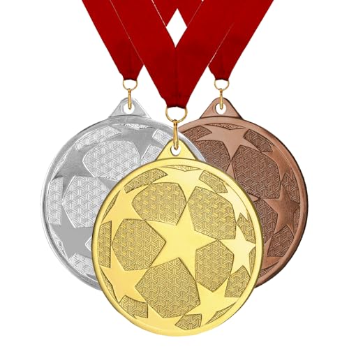 Larius Gewinner Medaillen 3er-Set – Metallmedaillen für Sport & Wettbewerbe, Fussball 1 2 3 Platz Larius Gewinner Medaillen 3er-Set – Metallmedaillen für Sport & Wettbewerbe, Fussball 1 2 3 Platz von Larius