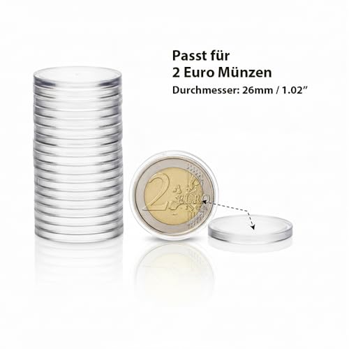 Larius Münzkapseln 26mm für 2 Euro Münzen – Hochwertige Kapseln für Sammlermünzen, Sondermünzen & Gedenkmünzen – Transparent, Kratzfest, Passgenau Larius Münzkapseln 26mm für 2 Euro Münzen – Hochwertige Kapseln für Sammlermünzen, Sondermünzen & Gedenkmünzen – Transparent, Kratzfest, Passgenau von Larius