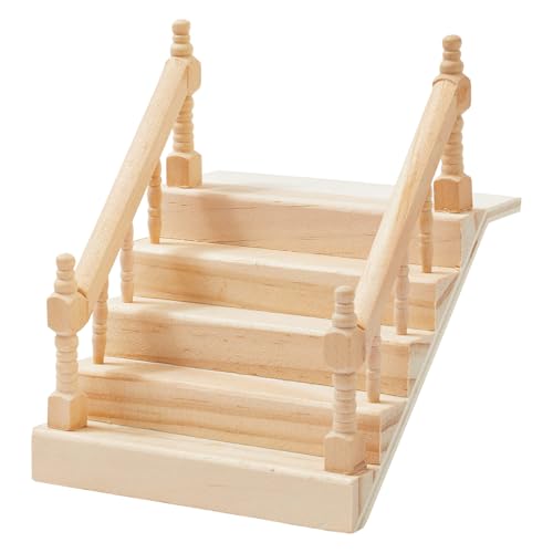 Laroal Miniaturtreppe mit Handlauf 1/12 Treppenzubehör Holztreppenmodell Miniatur-Landschaftszubehör für DIY Puppenhausdekoration Gartendeko Laroal Miniaturtreppe mit Handlauf 1/12 Treppenzubehör Holztreppenmodell Miniatur-Landschaftszubehör für DIY Puppenhausdekoration Gartendeko von Laroal