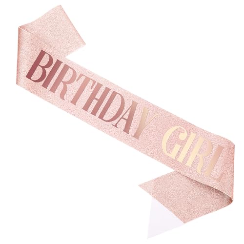 Geburtstag Mädchen Schärpe, Rose Gold Geburtstag Schärpe für Mädchen und Frauen, fabelhafte Schärpen, Süße Geburtstag Dekorationen, Geburtstag Zubehör für 16., 18., 21., 30., 40., 50., 60. oder jede von Larrel