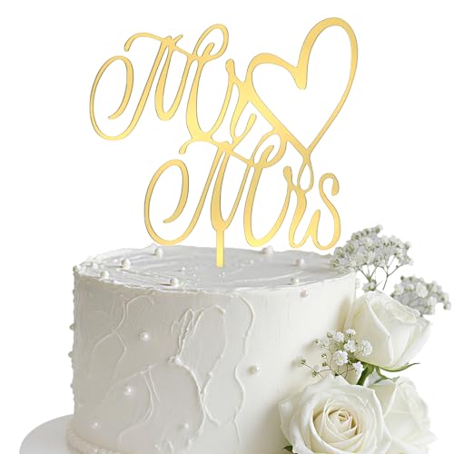 Hochzeitstortenaufsatz, goldfarben, "Mr and Mrs", Acryl-Topper, schöne Verlobung, Hochzeit, Cupcake-Topper für Jubiläumsfeiern, Erneuerung des Gelübdes Hochzeitstortenaufsatz, goldfarben, "Mr and Mrs", Acryl-Topper, schöne Verlobung, Hochzeit, Cupcake-Topper für Jubiläumsfeiern, Erneuerung des Gelübdes von Larrel