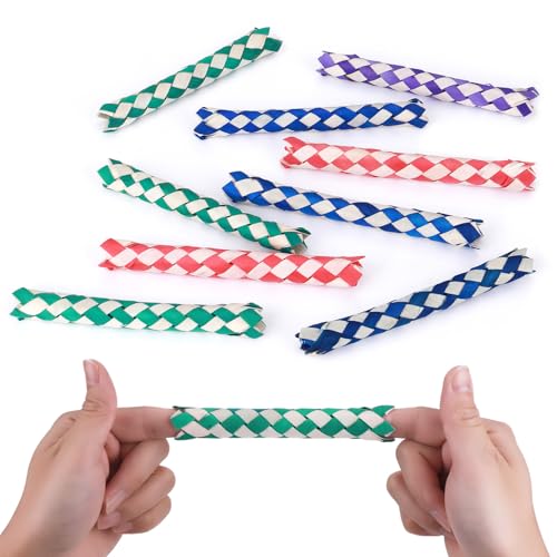 Larrel 24 Stück Chinesische Fingerfalle, Klassische Fingerfallen Kauspielzeug für Haustiere Fingerfallen für Kinder Geburtstagsparty Geschenke fürJungen, Mädchen, Blau, Lila, Pink, Cyan von Larrel