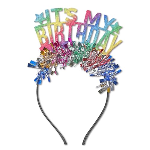 Larrel Haarreif mit Aufschrift "It's My Birthday", für Mädchen mit Regenbogen-Bling, Happy Birthdays, Krone, Sweet Happys, Geburtstagszubehör (1 Stück) von Larrel