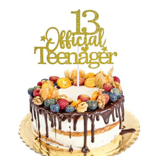 Offizieller Tortenaufsatz zum 13. Geburtstag, goldfarbener Glitzer, für Mädchen und Jungen, tolle Kuchendekoration für Geburtstag, Jahrestag, Party, Kuchenzubehör Offizieller Tortenaufsatz zum 13. Geburtstag, goldfarbener Glitzer, für Mädchen und Jungen, tolle Kuchendekoration für Geburtstag, Jahrestag, Party, Kuchenzubehör von Larrel