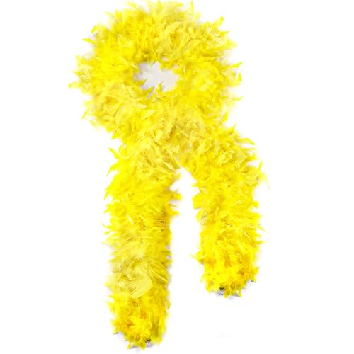 Larryhot 60 g gelbe Federboa – 2 Meter Truthahnboa-Federn für Partys, Weihnachten, Hochzeiten, Kostüme, Konzerte, Haustiere und Heimdekoration (gelb), gelb, 80G von Larryhot