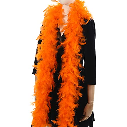 Larryhot Orangene Federboa, 60 g, 2 m, Truthahn-Boa-Federn für Partys, Weihnachten, Hochzeiten, Kostüme, Konzerte, Haustiere und Heimdekoration (Orange), Orange, 80G von Larryhot
