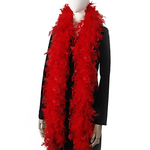Larryhot Rote Federboa, 60 g, 2 m, Truthahn-Boa-Federn für Partys, Weihnachten, Hochzeiten, Kostüme, Konzerte, Haustiere und Heimdekoration (rot) von Larryhot