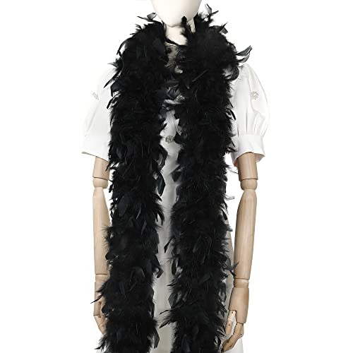 Larryhot Schwarze Federboa, 60 g, 2 m, Truthahn-Boa-Federn für Partys, Weihnachten, Hochzeiten, Kostüme, Konzerte, Haustiere und Heimdekoration (schwarz) von Larryhot
