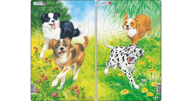 2er-Set Rahmen-Puzzle, 10 Teile, 28x18 cm, Hunde von Larsen