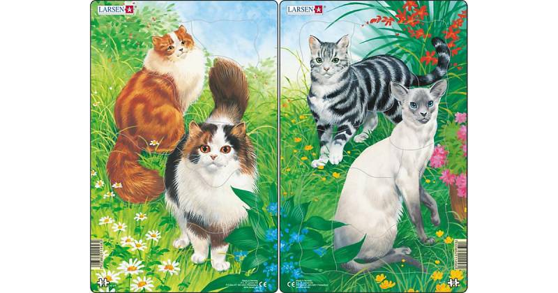 2er-Set Rahmen-Puzzle, 10 Teile, 28x18 cm, Katzen von Larsen