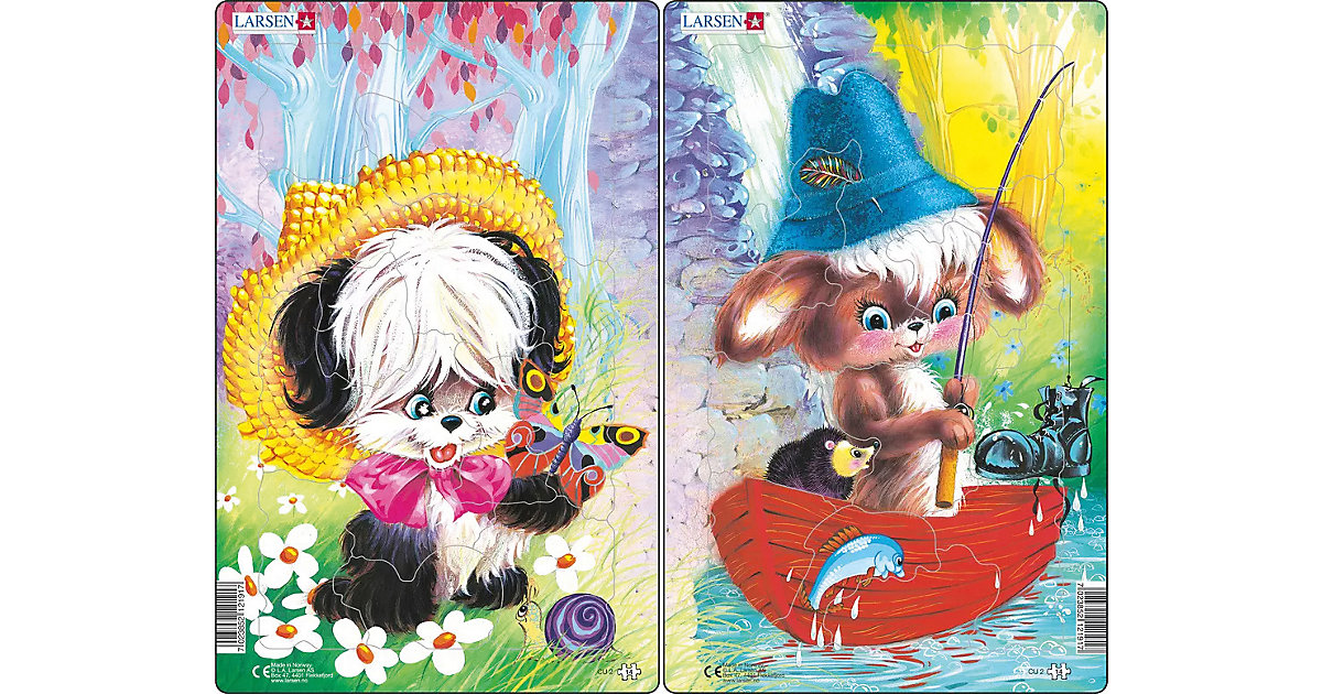 2er-Set Rahmen-Puzzle, 14 Teile, 28x18 cm, Süße Tiere 2er-Set Rahmen-Puzzle, 14 Teile, 28x18 cm, Süße Tiere von Larsen
