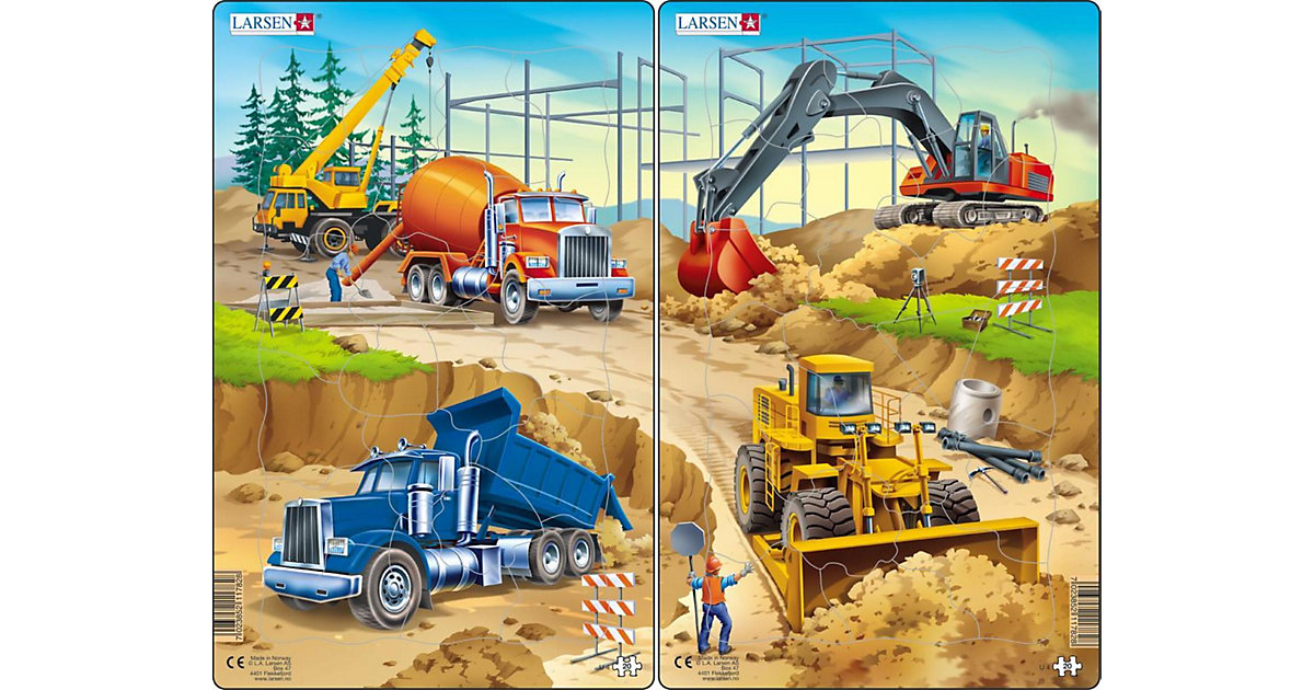 2er-Set Rahmen-Puzzle, 20 Teile, 28x18 cm, Baustelle 2er-Set Rahmen-Puzzle, 20 Teile, 28x18 cm, Baustelle von Larsen