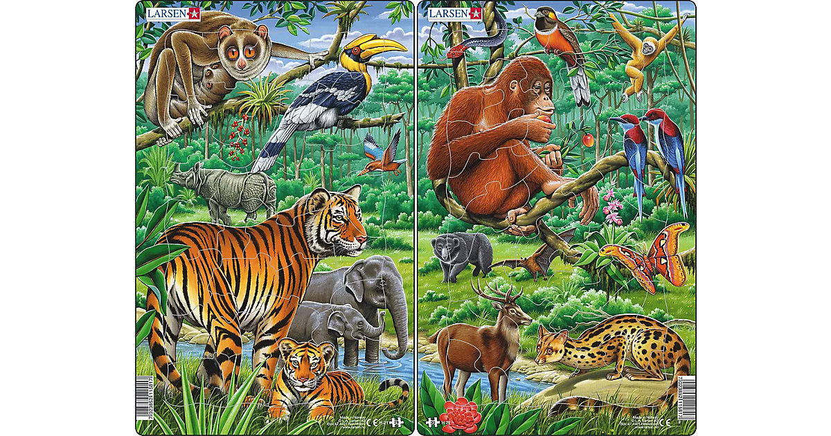 2er-Set Rahmen-Puzzle, 29+30 Teile, 28x18 cm, Dschungel von Larsen
