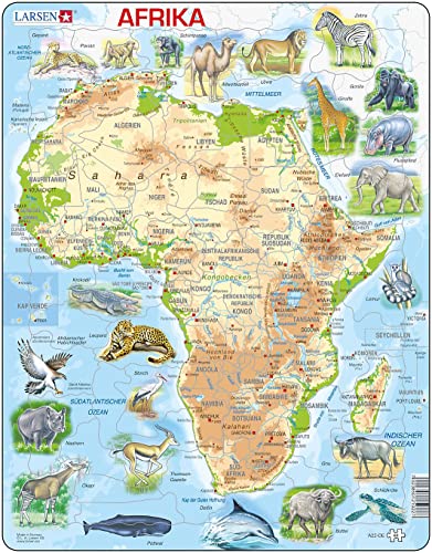 Larsen A22 Rahmenpuzzle "Afrika und seine Tiere" 63 Teile von Larsen