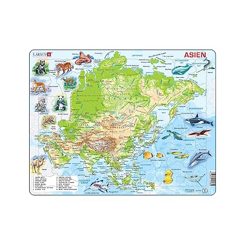 Larsen A30 Physikalische Karte Asiens, Deutsch Ausgabe, Rahmenpuzzle mit 63 Teilen von Larsen