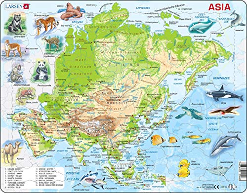 Larsen A30 Physikalische Karte Asiens, Niederländisch Ausgabe, Rahmenpuzzle mit 63 Teilen Larsen A30 Physikalische Karte Asiens, Niederländisch Ausgabe, Rahmenpuzzle mit 63 Teilen von Larsen