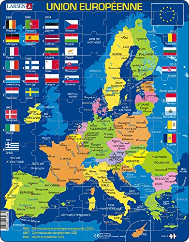 Larsen A39 Die Europäische Union (EU), Französisch Ausgabe, Rahmenpuzzle mit 70 Teilen von Larsen
