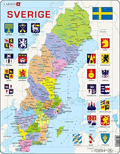 Larsen A7 Schweden Politische Karte, Schwedisch Ausgabe, Rahmenpuzzle mit 70 Teilen Larsen A7 Schweden Politische Karte, Schwedisch Ausgabe, Rahmenpuzzle mit 70 Teilen von Larsen