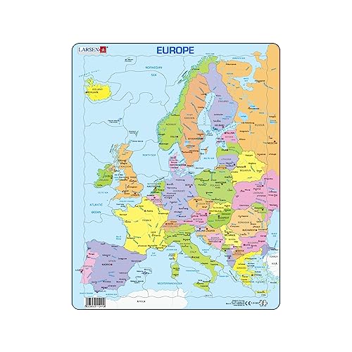 Larsen A8 Europa Politische Karte für jüngere Kinder, Englisch Ausgabe, Rahmenpuzzle mit 37 Teilen Larsen A8 Europa Politische Karte für jüngere Kinder, Englisch Ausgabe, Rahmenpuzzle mit 37 Teilen von Larsen