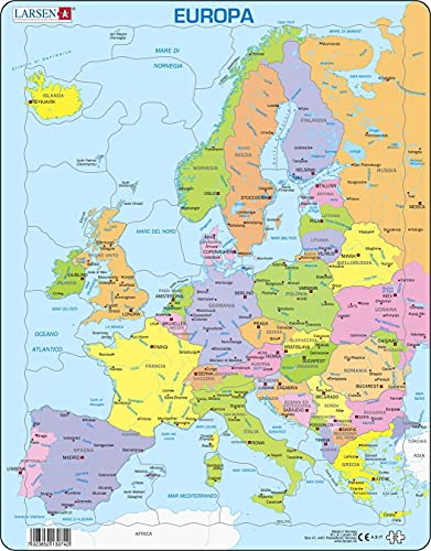 Larsen A8 Europa Politische Karte für jüngere Kinder, Italienisch Ausgabe, Rahmenpuzzle mit 37 Teilen Larsen A8 Europa Politische Karte für jüngere Kinder, Italienisch Ausgabe, Rahmenpuzzle mit 37 Teilen von Larsen
