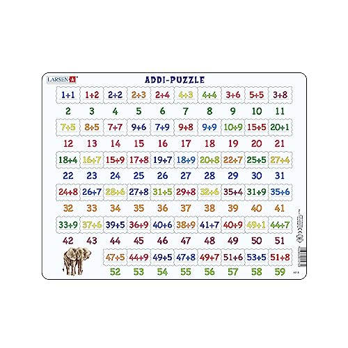 Larsen AR8 Mathe-Puzzle-Zusatz von 1 bis 59, Rahmenpuzzle mit 58 Teilen von Larsen