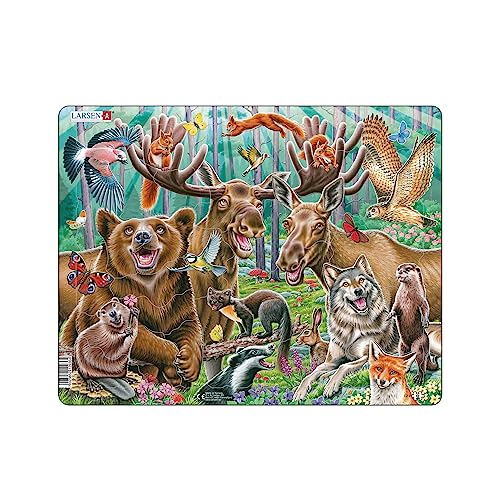 Larsen CZ2 - Tierpuzzle - Lustiges Wald-Selfie - Puzzle ab 4 Jahren - 42 Teile von Larsen