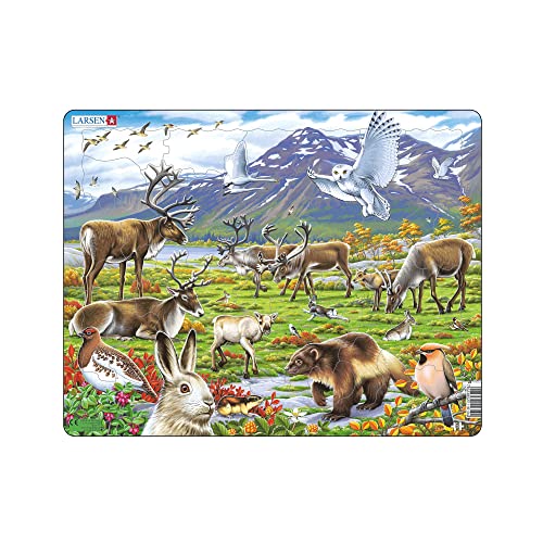 Larsen FH14 Flora und Fauna der arktischen Tundra Jigsaw Puzzle für Kinder ab 4 Jahren - 50 Teile | Lern- & Spaßpuzzle Rahmenpuzzles von Larsen