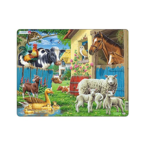 Larsen FH23 Rahmenpuzzle für Kinder I Haustiere auf dem Bauernhof I Puzzle ab 3 Jahre I Schönes Kinderpuzzle mit 23 Teilen I Spiel, Spaß & Lernen von Larsen