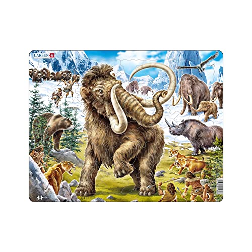 Larsen FH27 Mammuts in prähistorischen Zeiten gejagt Jigsaw Puzzle für Kinder im Alter von 4-12 Jahren - 64 Teile Puzzle |Fun Puzzle | Rahmenpuzzles | Hergestellt in Norwegen von Larsen