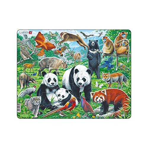 Larsen FH43 Pandabären-Familie auf einem China-Berg-Plateau Puzzle für Kinder im Alter von 4-12 Jahren - 56 Stück Puzzle |Educational und Spaß Puzzle | Rahmenpuzzles | Hergestellt in Norwegen von Larsen