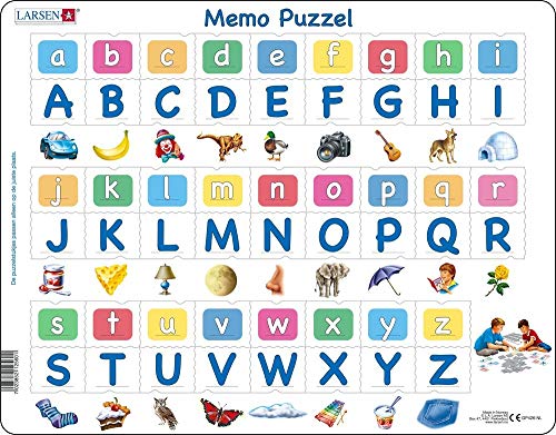 Larsen GP426 MemoPuzzle: Das Alphabet mit 26 Groß- und Kleinbuchstaben, Niederländisch Ausgabe, Rahmenpuzzle mit 52 Teilen von Larsen