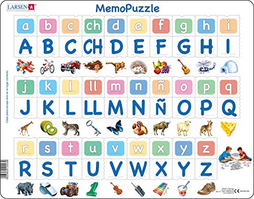 Larsen GP429 MemmoPuzzle: Das Alphabet mit 29 Groß- und Kleinbuchstaben, Spanisch Ausgabe, Rahmenpuzzle mit 58 Teilen von Larsen