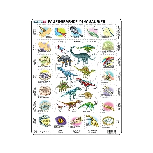 Larsen HL9 Faszinierende Dinosaurier, Deutsch Ausgabe, Rahmenpuzzle mit 35 Teilen von Larsen