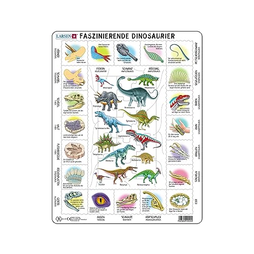 Larsen HL9 Faszinierende Dinosaurier, Deutsch Ausgabe, Rahmenpuzzle mit 35 Teilen von Larsen