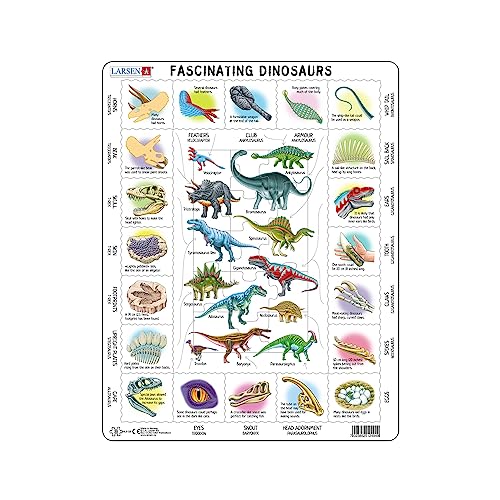Larsen HL9 Faszinierende Dinosaurier, Englisch Ausgabe, Rahmenpuzzle mit 35 Teilen von Larsen