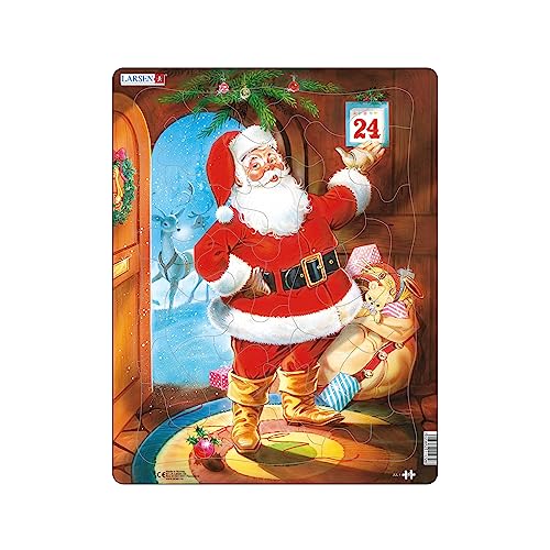 Larsen JUL1 Weihnachtsmann am Heiligabend, Rahmenpuzzle mit 33 Teilen von Larsen