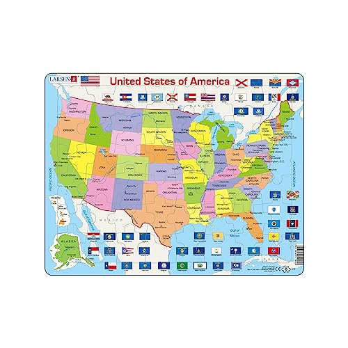Larsen K12 Politische Staaten von Amerika, Englisch Ausgabe, Rahmenpuzzle mit 48 Teilen von Larsen