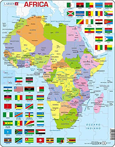 Larsen K13 Politische Karte Afrikas, Italienisch Ausgabe, Rahmenpuzzle mit 70 Teilen von Larsen