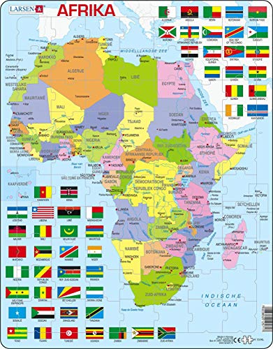Larsen K13 Politische Karte Afrikas, Niederländisch Ausgabe, Rahmenpuzzle mit 70 Teilen von Larsen