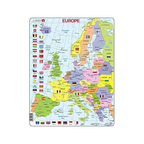 Larsen K2 Politische Karte Europas, Englisch Ausgabe, Rahmenpuzzle mit 48 Teilen von Larsen