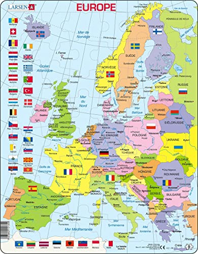 Larsen K2 Politische Karte Europas, Französisch Ausgabe, Rahmenpuzzle mit 48 Teilen von Larsen