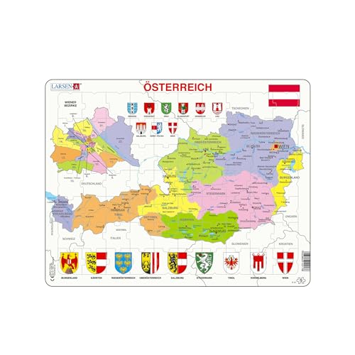 Larsen K41 Österreich Politische Karte, Deutsch Ausgabe, Rahmenpuzzle mit 70 Teilen von Larsen