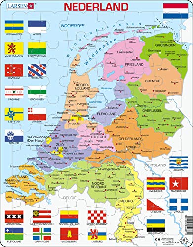 Larsen K53 Niederlande, Politische Karte, Niederländisch Ausgabe, Rahmenpuzzle mit 48 Teilen von Larsen